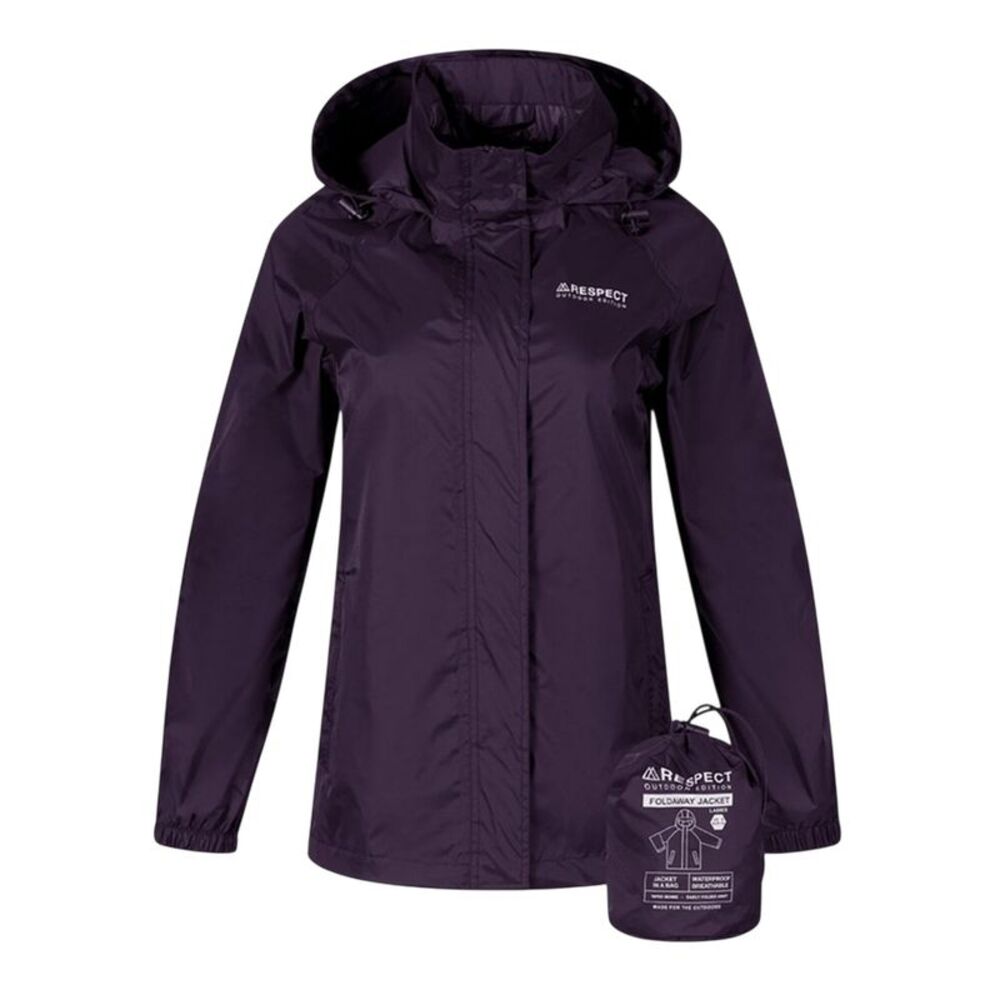 Respect Womens/Ladies Packaway Waterproof Jacket / Purple